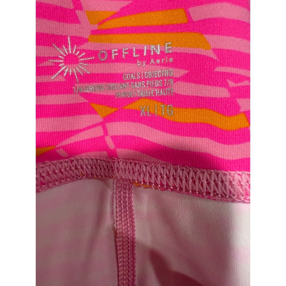 OFFLINE‎ By Aerie Leggings Women's XL Pink Striped High Waisted Yoga Athleisure - Picture 3 of 7